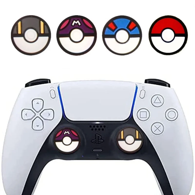 4 Teile/los Pokemon Poke Ball Thumb-Stick Grip Cap Joystick Abdeckung Für Sony PS5 PS4 PS3 Xbox One/360 schlank Serie X/S Schalter NS Oled Image
