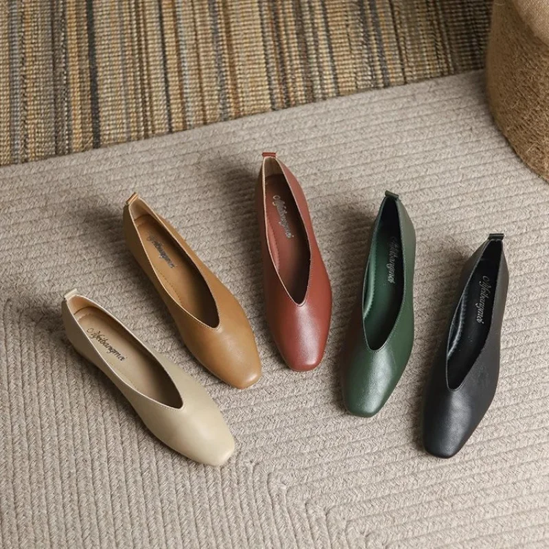 Frau Elegante Sommer Französisch Karree Grün Mary Janes Nette Casual Wohnungen Weibliche Retro Schuhe Niedrigen Absätzen Weichen Sohlen Flache Schuhe