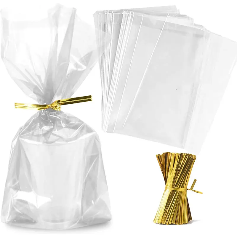 30/50/100 Stück Zellophan-Verpackungsbeutel mit Knick, Geschenkverpackung, Verpackung für Süßigkeiten, Bäckerei, Kekse, Schokolade, Partygeschenk Image