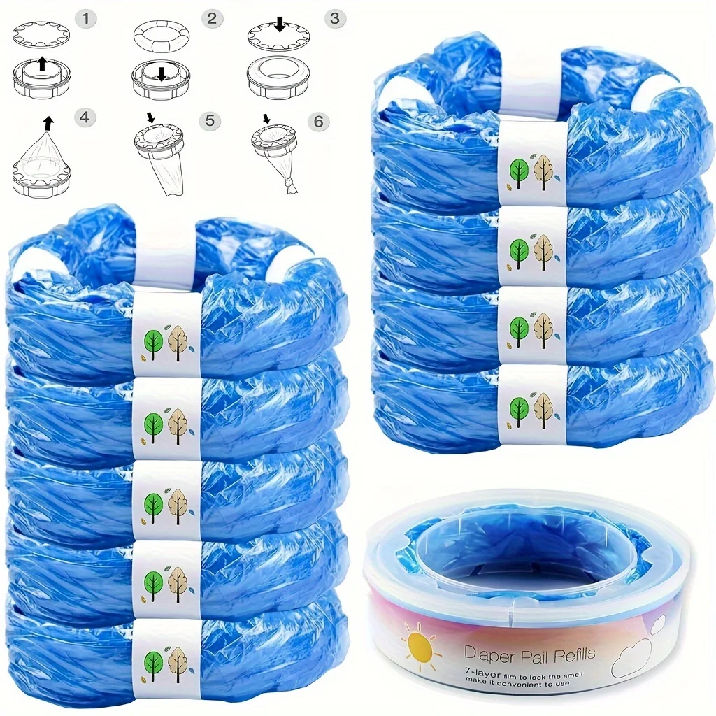 9er-Pack Windel-Nachfüllbeutel Kompatibel mit Genie und Munchkin Windelbehältern (1 Nachfüllkartusche) Image