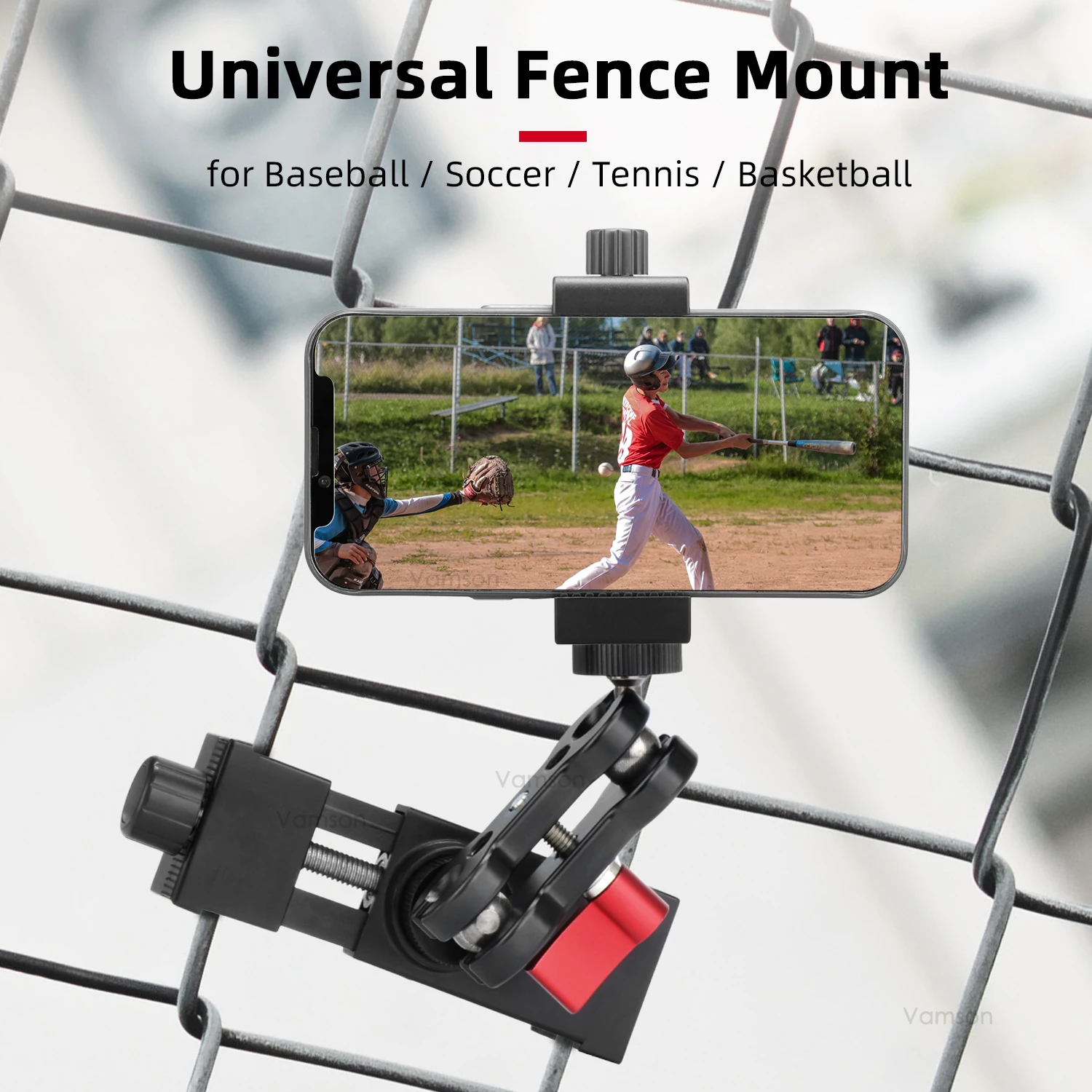 Vamson Telefonzaunhalterung für Baseball-Softball-Kamerahalterung für GoPro11 Insta360 X3 DJI Zubehör für Record Football Tennis Image