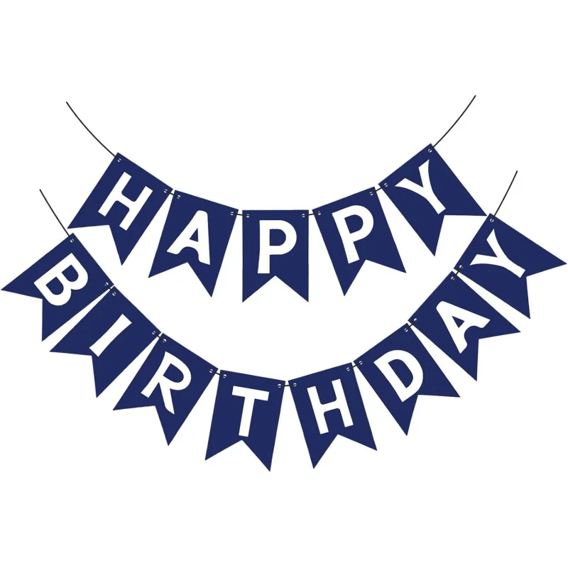 Marineblaues „Happy Birthday“-Banner – Bunting-Banner mit blauem Schild für Männer, Jungen, Babypartys, Wand, Tür, Party, Teeparty-Dekorationen Image
