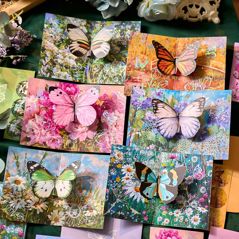 Dreidimensionale Schmetterlings-Grußkarten-Umschlag-Set, Planer, Souvenir-Karte, Schreibwaren Image