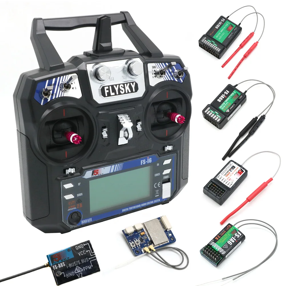 FLYSKY FS-i6 I6 Sender 2,4G 6CH Radio Fernbedienung Mit iA6 iA6B X6B A8S R6B iA10B FS2A Empfänger für RC Drone Flugzeug Image