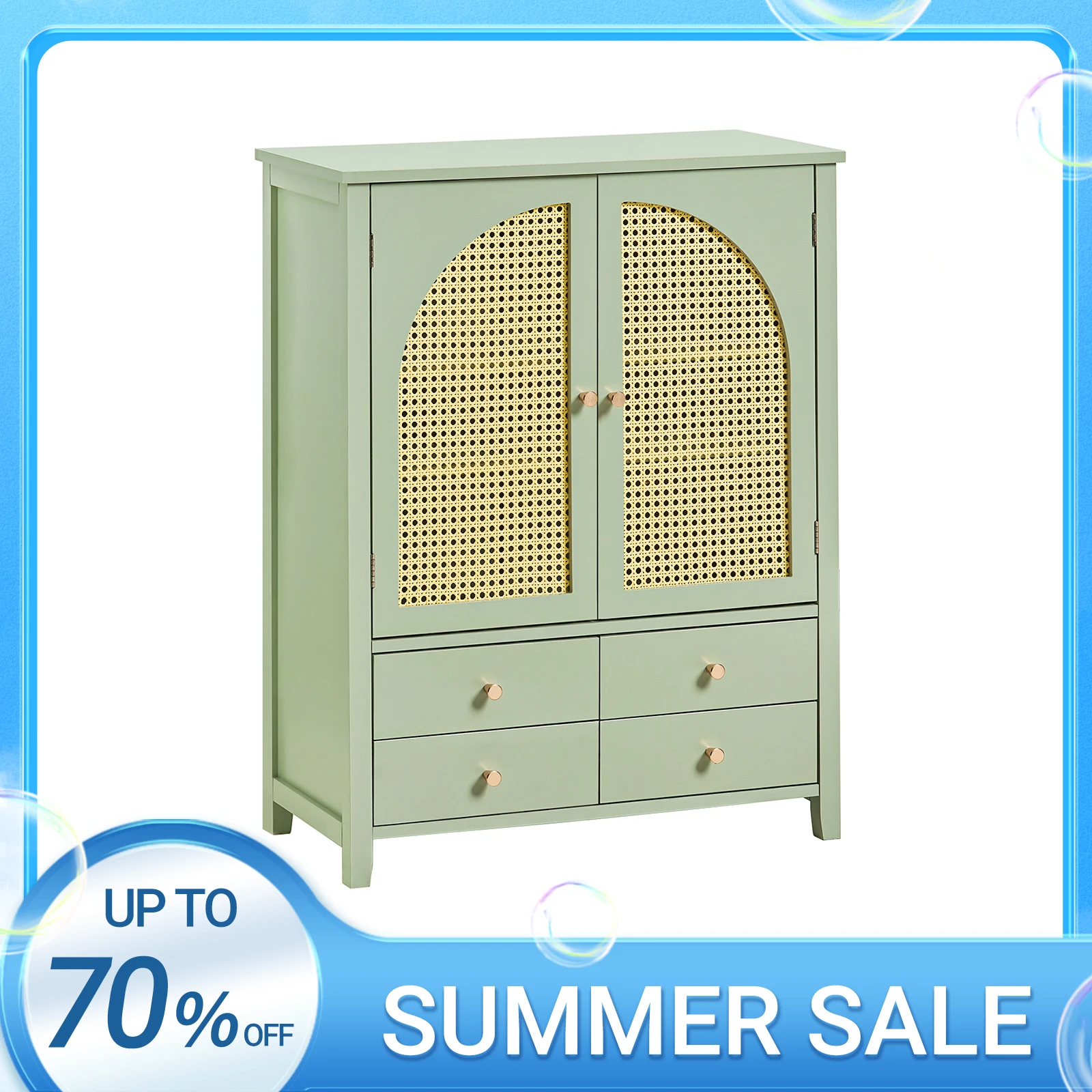 SoBuy FSB72-GR Schuhschrank Küchenschrank Sideboard mit Gitteroptik-Türen Schrank Buffet Aufbewahrungsschrank Kommode grün