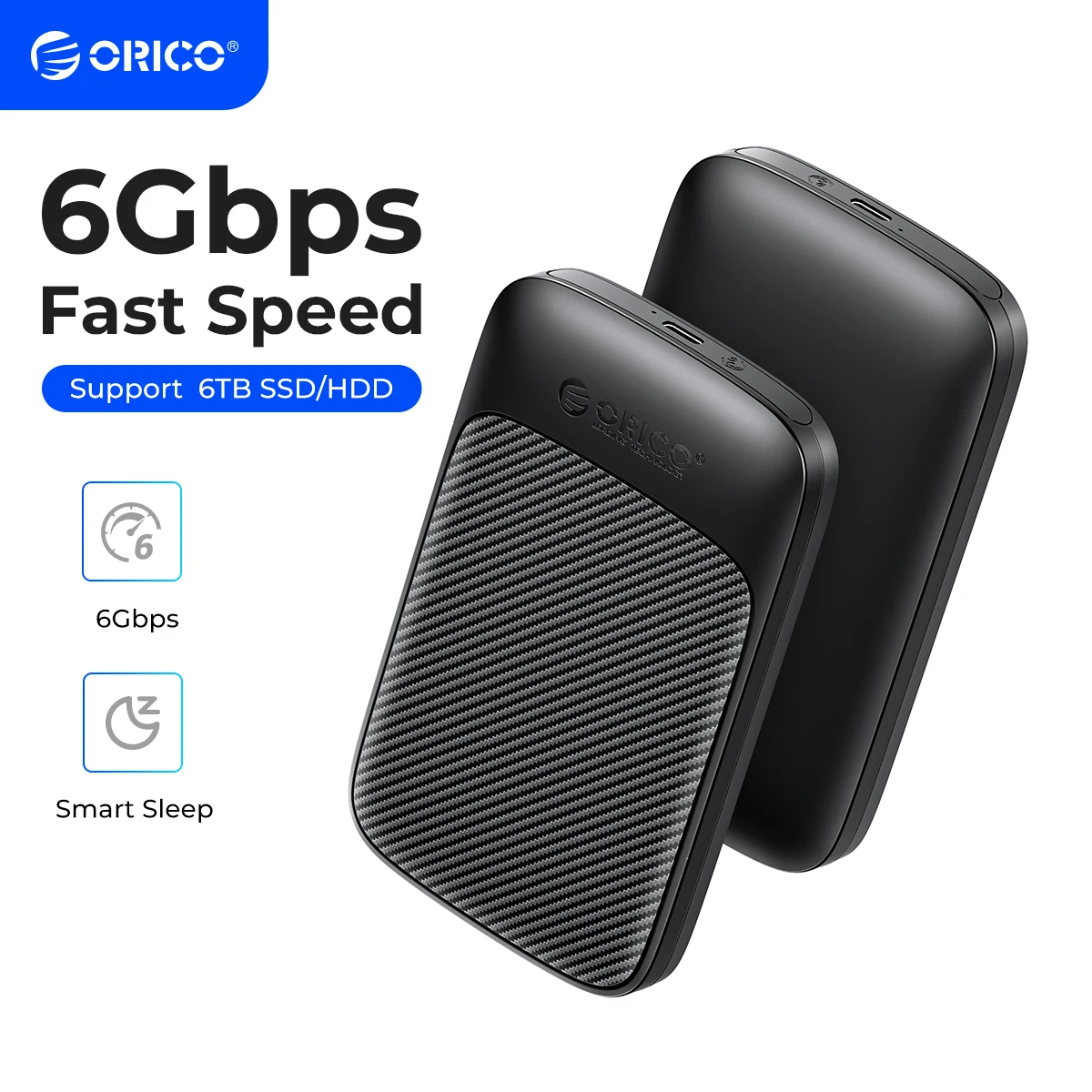 ORICO USB3.1 6 Gbit/s HDD-Gehäuse SATA zu Typ-C HDD SSD-Festplattengehäuse unterstützt UASP für 7 ~ 9,5 mm 2,5 Zoll SSD/HDD Image