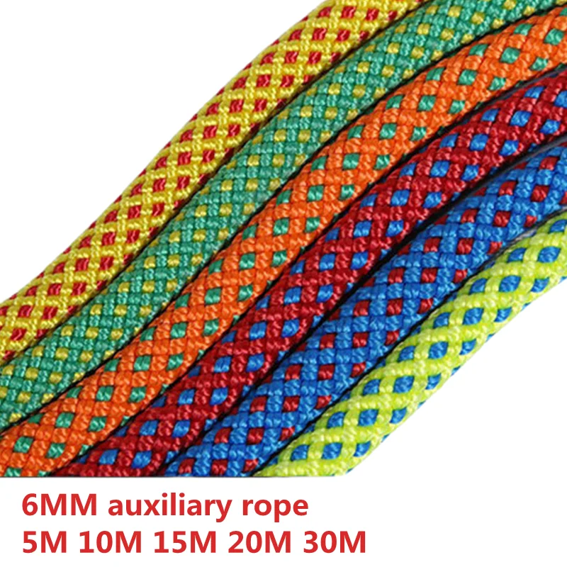 Kletterseil, tragbar, 6 mm, rutschfest, Downhill-Seil für Überleben, Fallschirmschnur, Lanyard, Camping, Kletterseil, Wandern, Wäscheleine Image