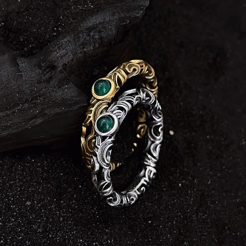 Offener Fingerring aus 925er Silber, Blumenblatt-Design, grün, golden, Vintage, stapelbar, für Frauen und Mädchen, Schmuck, Geschenk, Dropship, Großhandel
