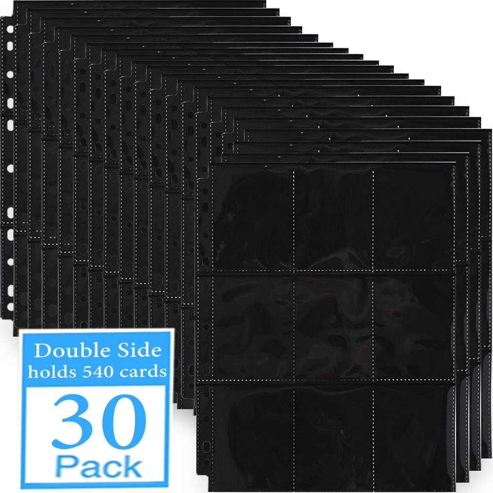 Doppelseitige schwarze Binderseiten im A4-Format mit 9 Fächern für Trading-Gaming-Kartenhüllen, Aufbewahrungsalbum, Ausweishalter, Idol-Fotokollektion Image