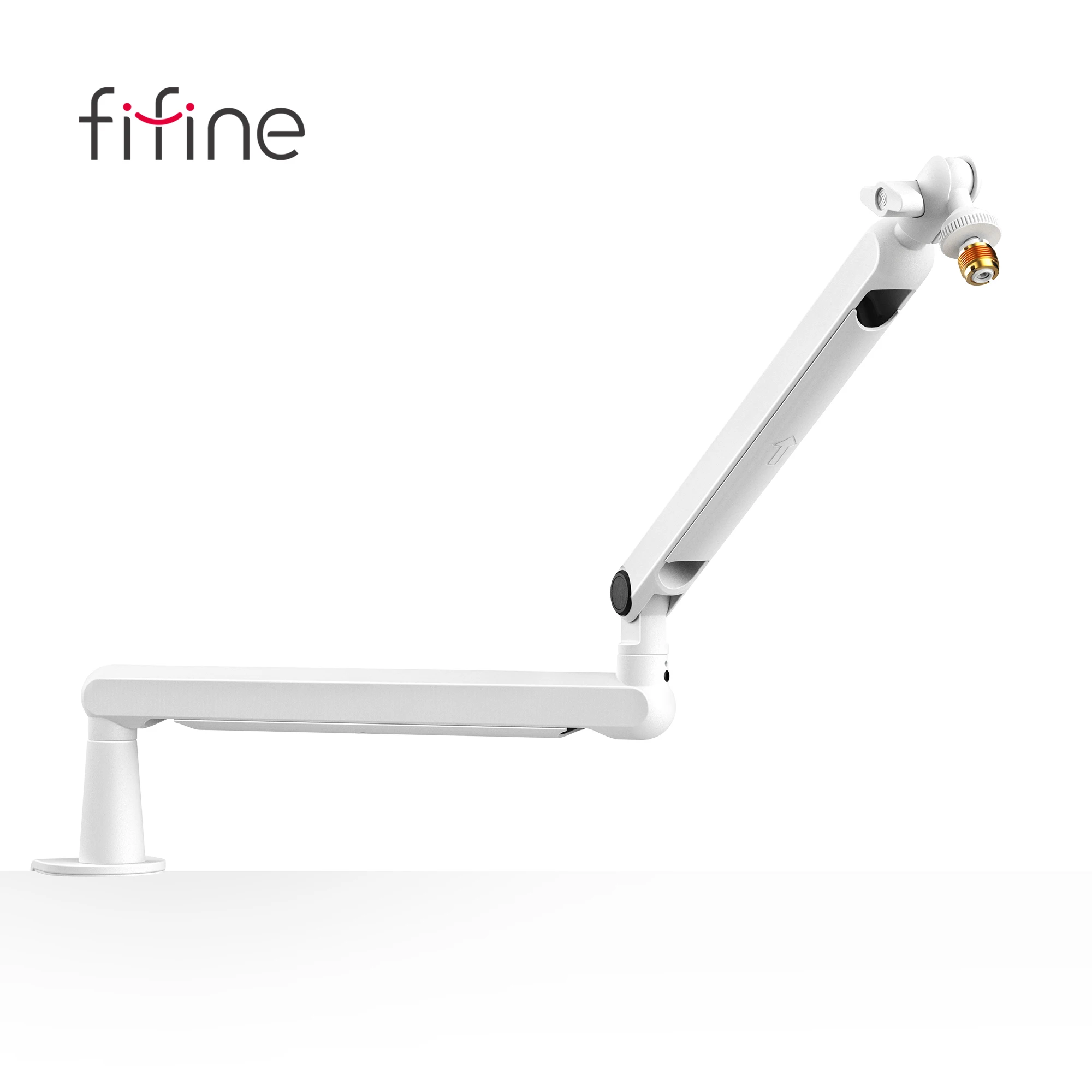 FIFINE Mikrofonarm, verstellbarer Low-Profile-Mikrofonarm mit Tischhalterungsklemme, Kabelaufbewahrung für Streaming Gaming, Weiß BM88W Image
