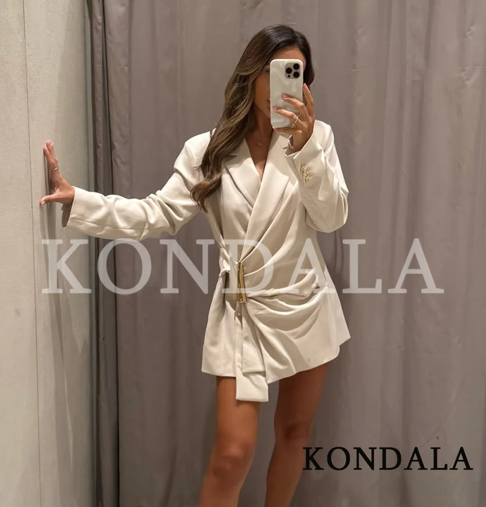 KONDALA Damen Eleganter Blazer mit Gürtelschnalle 2026 Neuer Frühlingstrendiger Pendler-Blazer Damen High-Street-Mode Dinner-Dating-Blazer Image