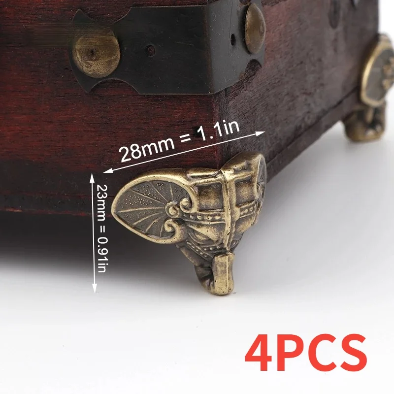 4PCS 28*23mm Antike Elefanten Vintage Bronze Schmuck Truhe Box Holz Fall Dekorative Schutz Füße Bein Kunststoff material