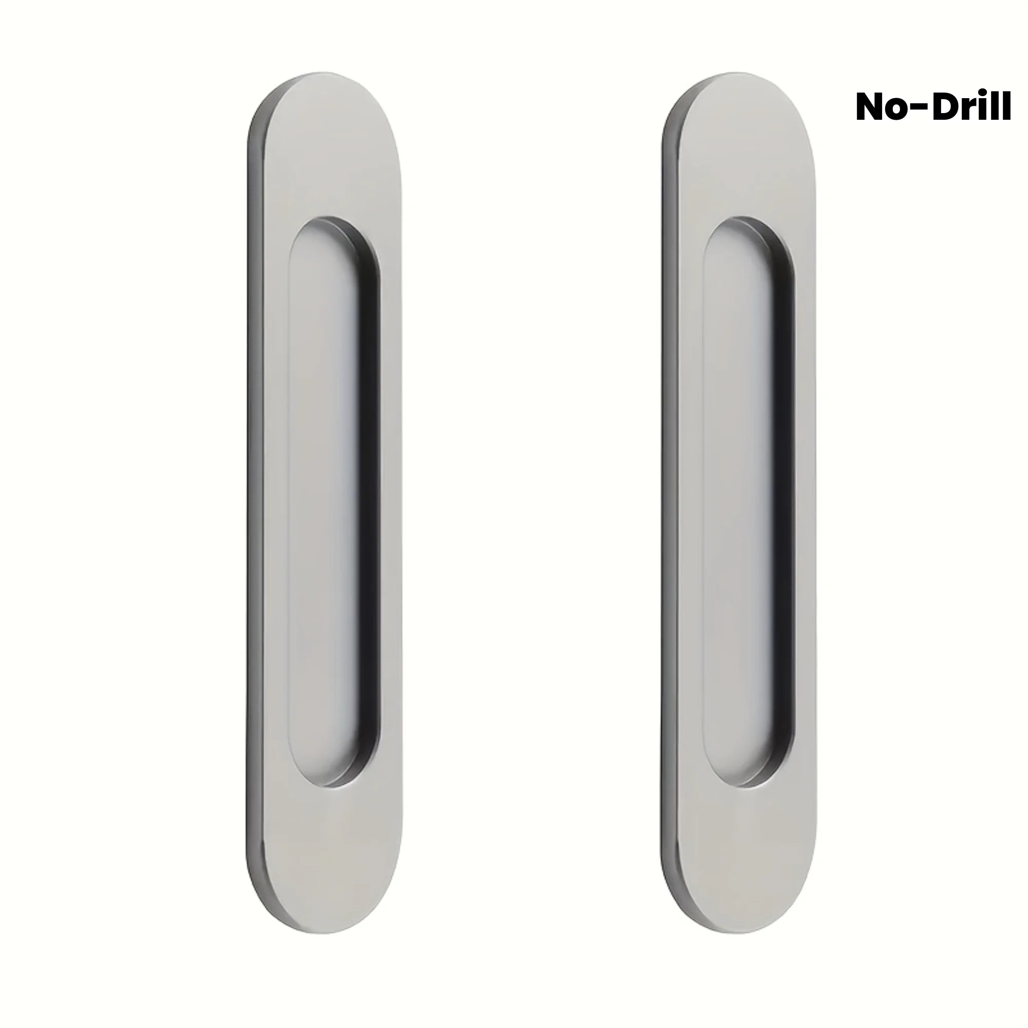 2 Stück selbstklebende ovale Türgriffe aus mattierter Aluminiumlegierung, bündige Griffe ohne Bohren für Schiebetüren, Schränke, runde Knopfform Image