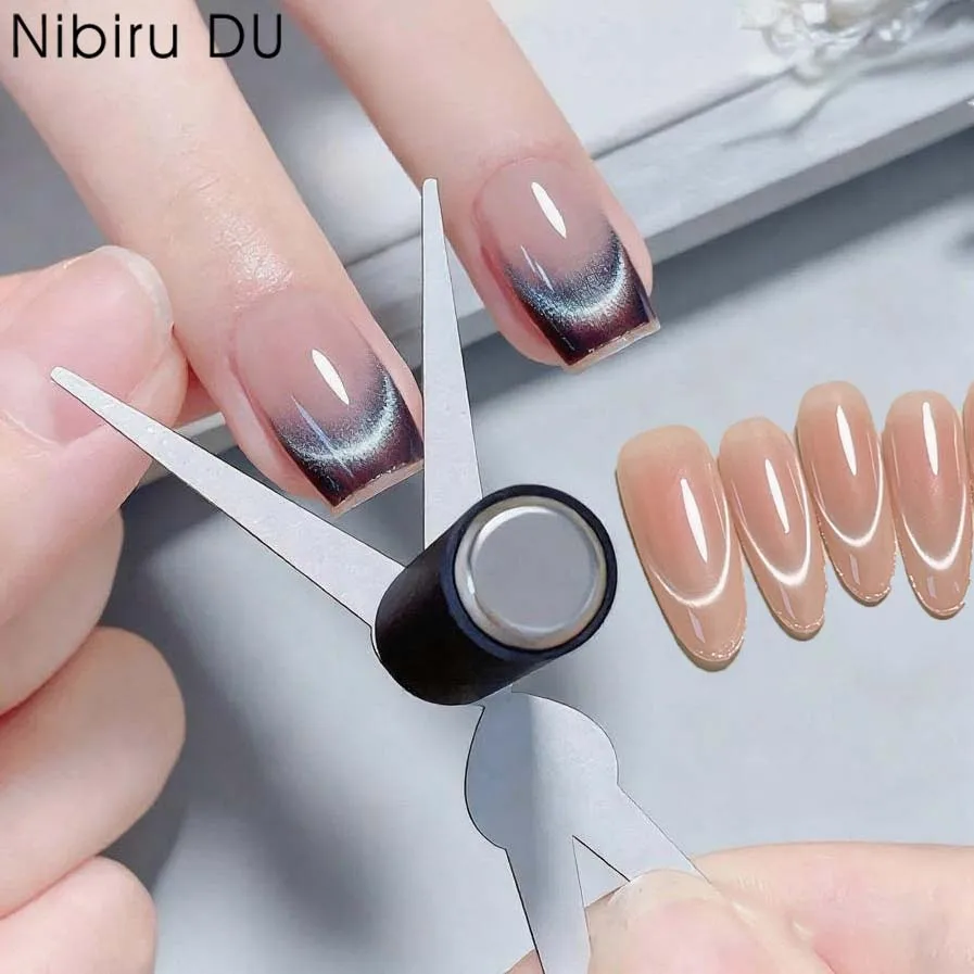 3D Doppelköpfige Starke Nägel Französisch Form Cat Eye Magnet Magnetische Wirkung Nail art Gel Polnisch Maniküre Zubehör Werkzeuge Set Image