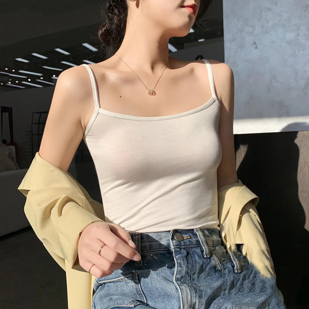 Sommer Sexy Weiß Schwarz Tank Top Frauen Ärmelloses T-Shirt Bodenbildung Tanks Unterwäsche Einfache Feste Dünne Weste Tops Modale Leibchen Image
