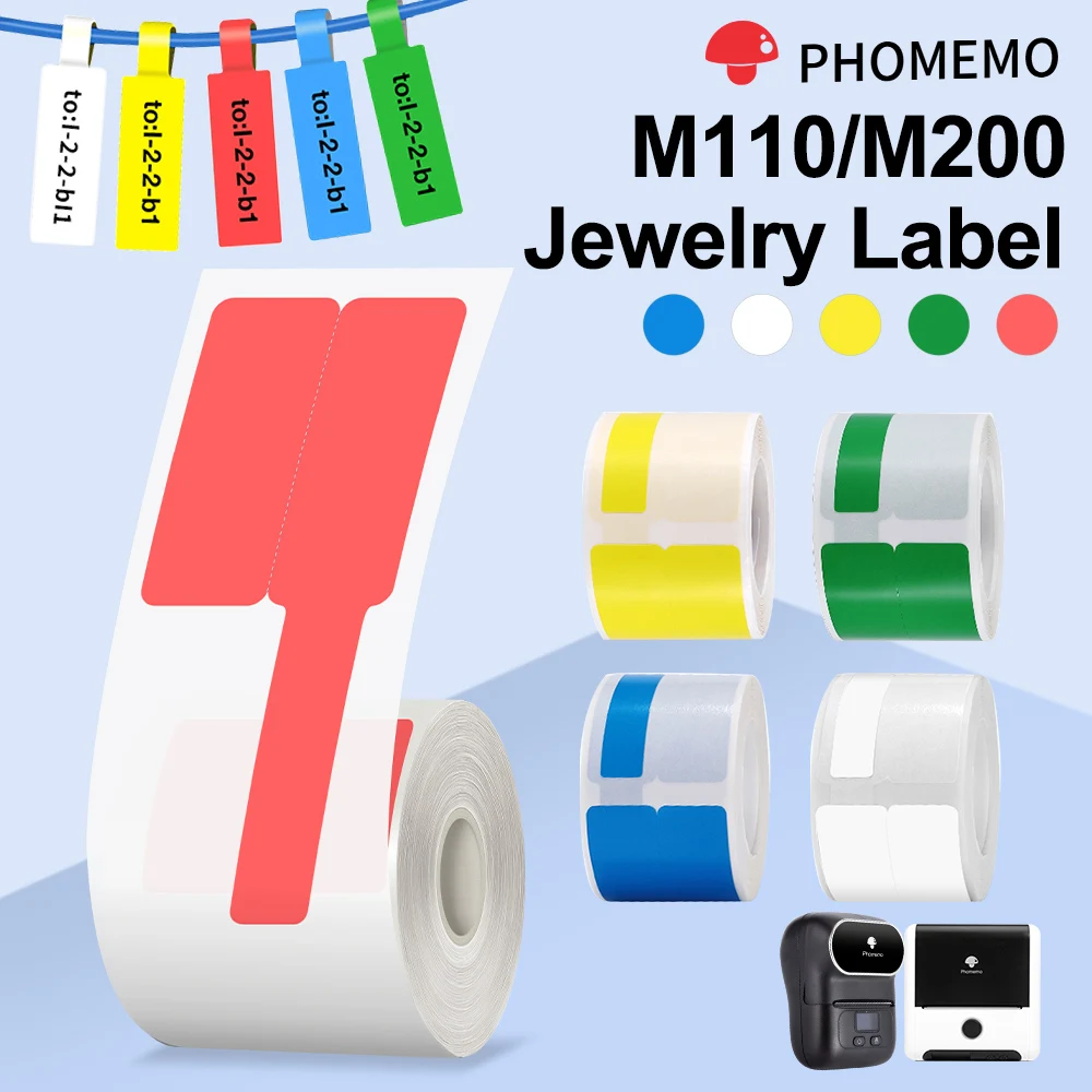 Phomemo M110 M200 M220 Etikettenpapier, rund, F-Typ, Schmuck, Thermopapier, Aufkleber, Mehrzweck-Etikettenband, selbstklebendes Papier Image