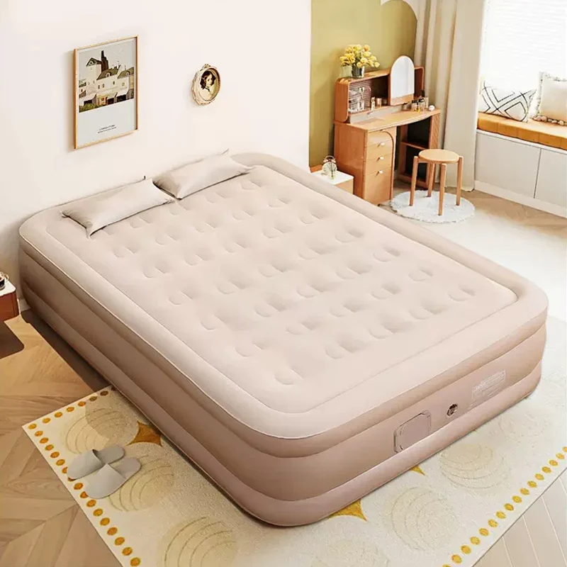 Queen-Luftmatratze mit integrierter Pumpe, verbesserte aufblasbare Matratze, luxuriöses Luftmatratze mit beflockter Oberseite, aufblasbare Matratze für Campinggäste Image