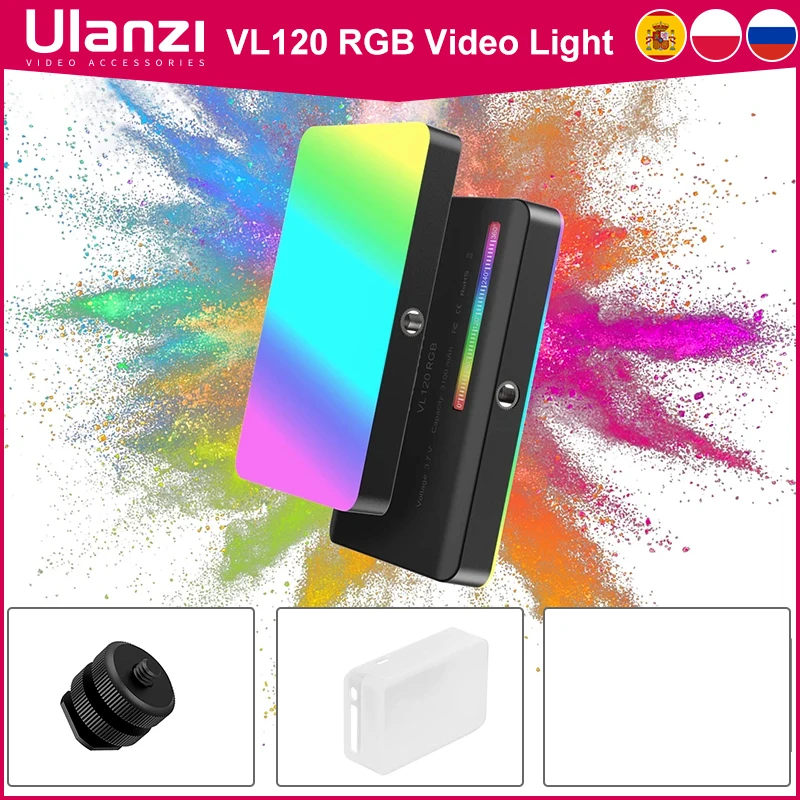 Ulanzi VL120 RGB Kamera Video Licht Mini Tragbare 3100 mAh Fotografie Beleuchtung Smartphone Vlog Fülllicht RGB Video Licht Image