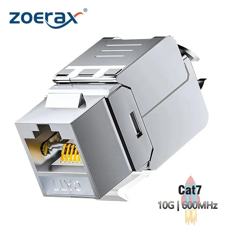 ZOERAX Cat6a Cat7 Keystone Jack Cat7 RJ45 STP Werkzeugloser Typ Zinklegierungsmodulanschlüsse Adapterkupplung für 22 bis 26 AWG Image