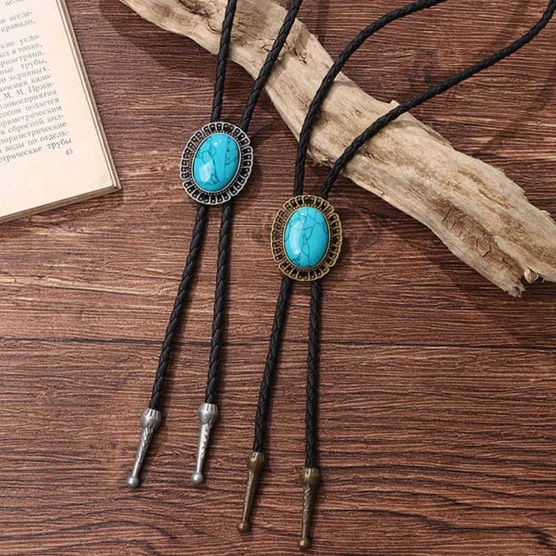 Vintage Western Cowboy Bolo Tie Türkis Krawatte Formelle Halskette Kostümzubehör Europa Amerikanischer Stil Bola-Tie Weste