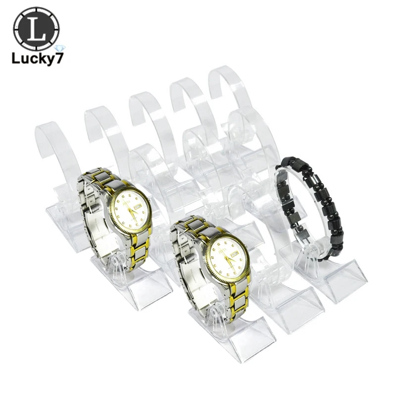 10 Stück C-förmiger Acryl-Uhrenständer, drehbarer Armbandhalter, transparenter Organizer, Aufbewahrungsregal Image