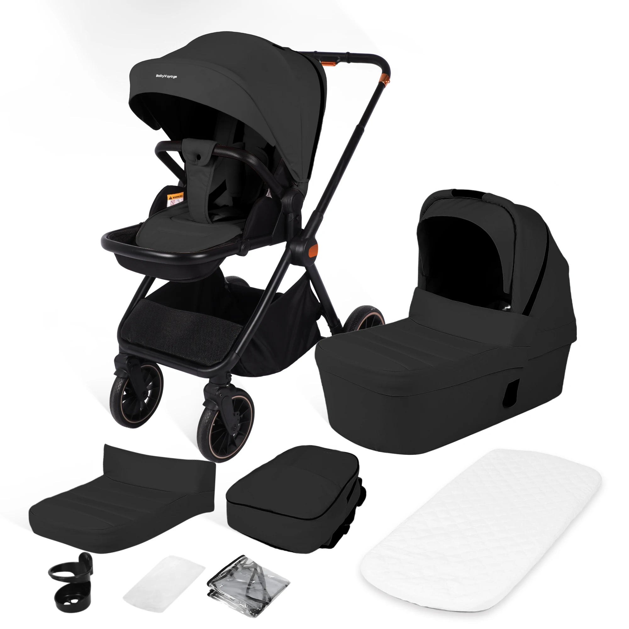 BabyVoyage 2-in-1-Kinderwagen, faltbarer Korbtyp-Sitz, Baby-Kinderwagen, Kinderwagen, multifunktionaler Kinderwagen für Neugeborene Image