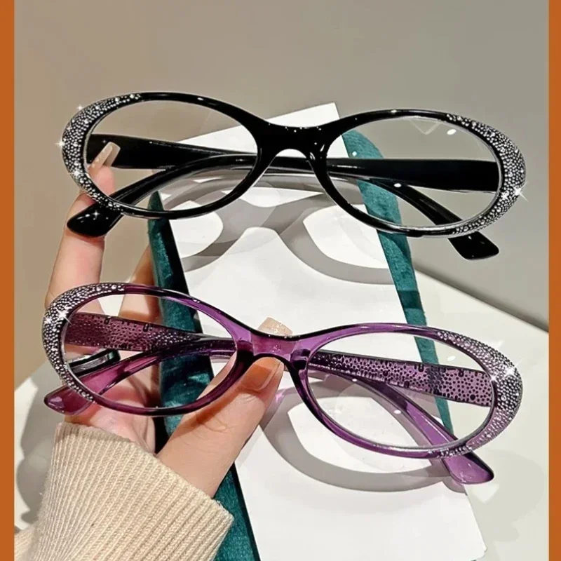 Luxus-Diamant-Lesebrille für Damen, trendige neue Weitsichtbrille für Herren und Damen, blaues Licht blockierende Brille, 0 + 1,0 bis + 4,0 Image