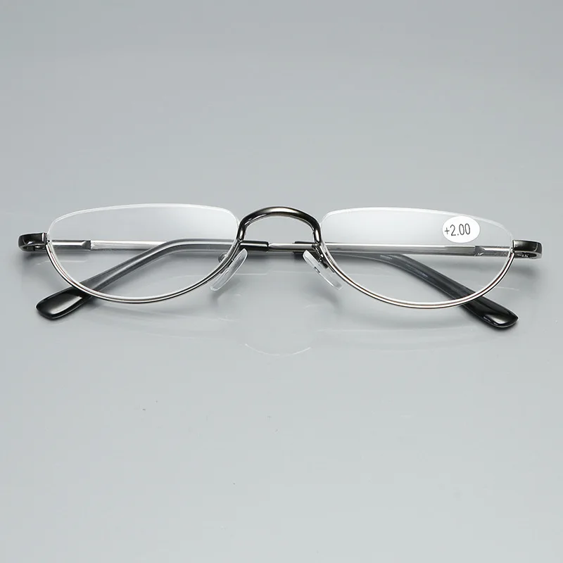 Halbrahmen-Lesebrille mit Metallfederscharnier, Halbrandhälften, ultraleichte Harzbrille, Sehhilfe +1,00 ~ +4,0 Dioptrien Image