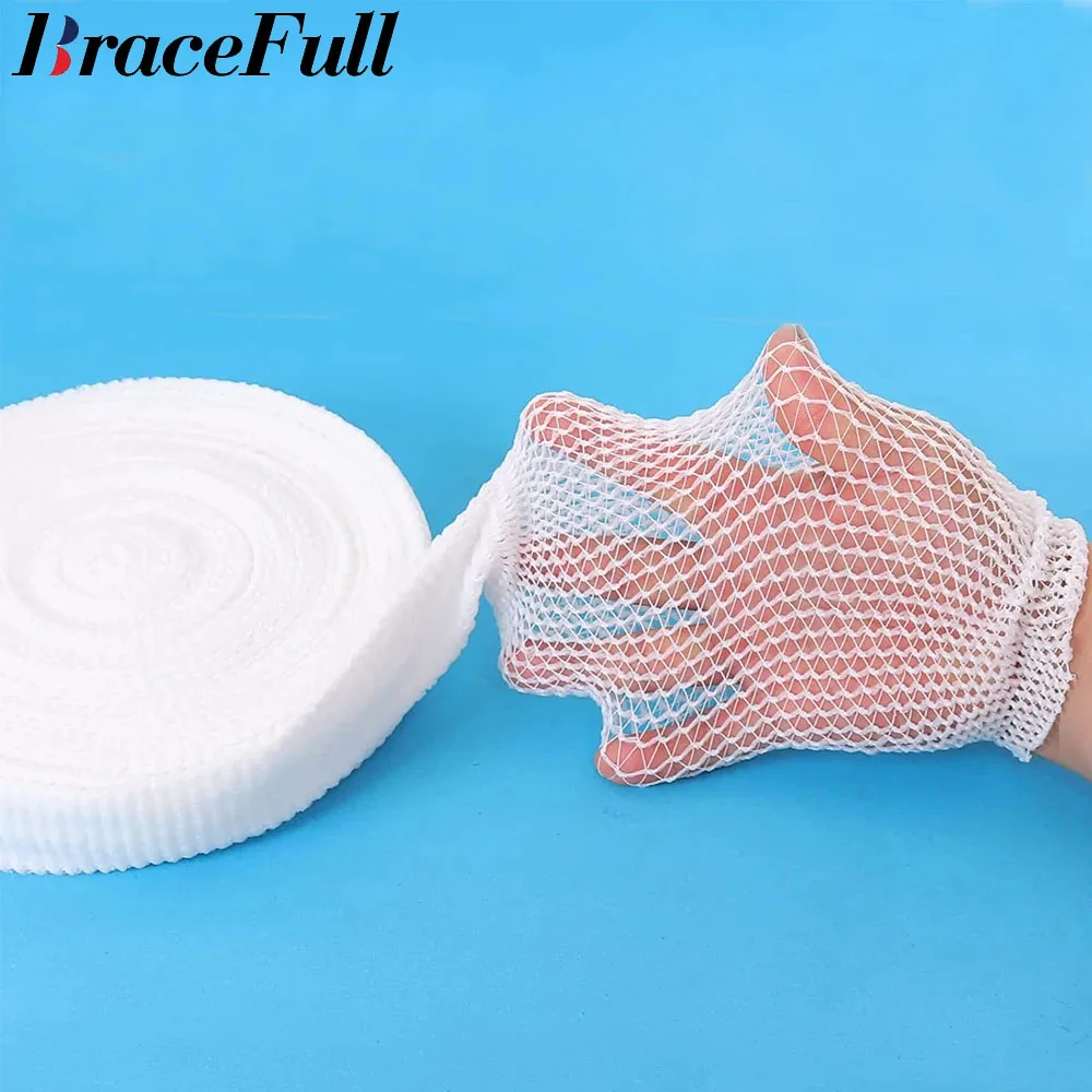 1 Rolle elastisches Netz, Wundverband, Netz, röhrenförmiger Verband, Netzschlauch, röhrenförmiger Gaze-Fix, atmungsaktiver Verbandhalter für Erwachsene, Knöchel Image