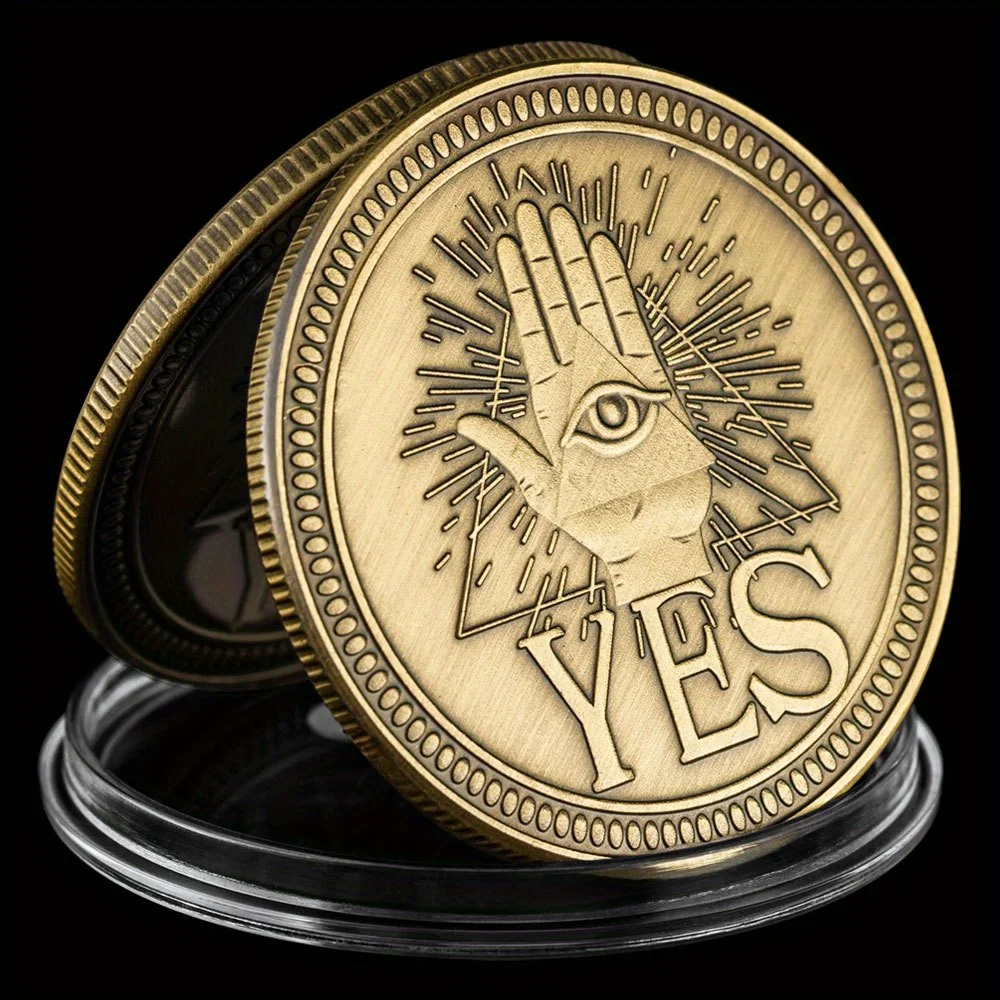 Ja oder Nein Vorhersage Entscheidungsmünze Ouija Allsehendes Auge oder Tod Gothic verkupferte Münze Souvenir Gedenkmünze Image