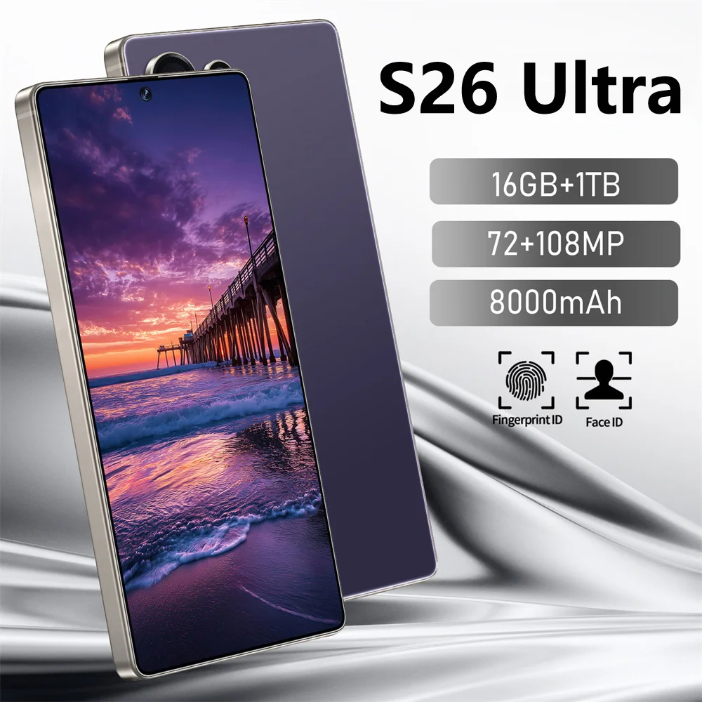 Heißes Original-Smartphone für S26 Ultra 7.3HD Handy 5G Dual-SIM 16MP+48MP 22G+2TB 7800mAh Android 14 Entsperrte Mobiltelefone