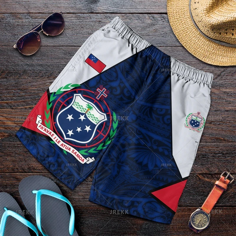 Neue Vintage 3d American Samoa Print Strand Shorts Mode Streetwear Board Shorts Unisex coole Bades horts Männer Badehose