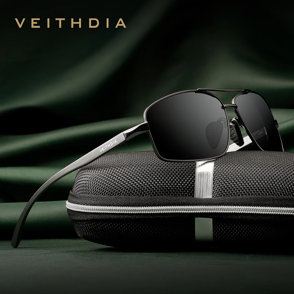 VEITHDIA Marke Sonnenbrille Polarisierte UV400 Objektiv männer Vintage Aluminium Rahmen Sonnenbrille Goggle Brillen Zubehör Für Männliche 2458 Image