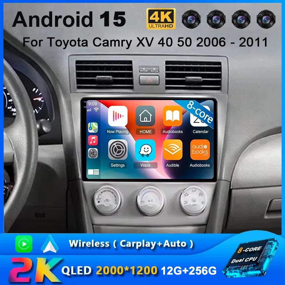 2K QLED Für Toyota Camry XV 40 50 2006 - 2011 Android 15 Auto Radio Multimedia Video Player GPS AI Stimme CarPlay 4G Stereo Image