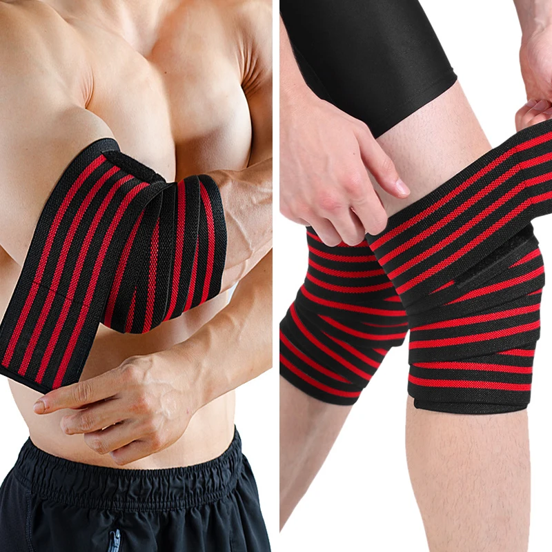 1 STÜCK Fitness-Kompressionsgurte 100/170 cm Ellenbogenschützer für Bankdrücken Knieschützer für Kniebeugen Wickelunterstützung Sportspangen Image