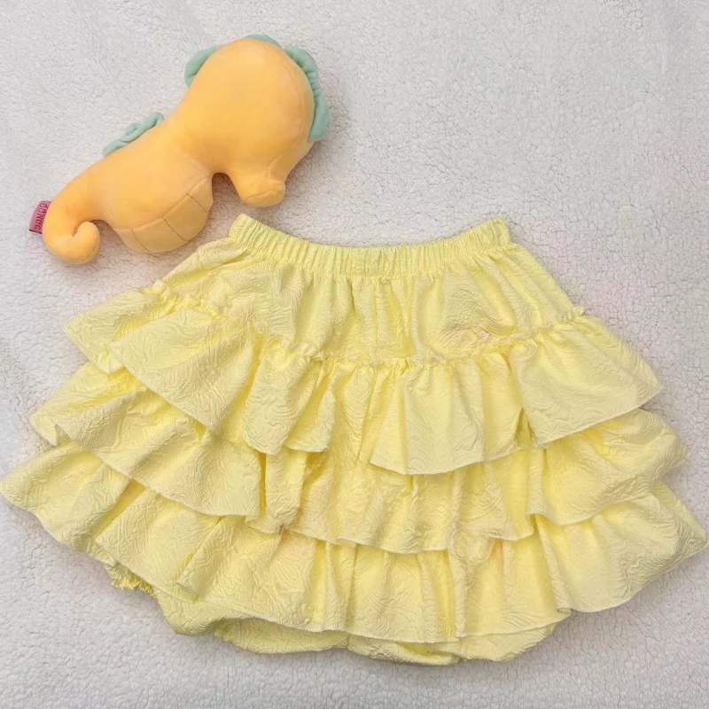 Japanische Kawaii Gelbe Kuchen Röcke Frauen Casual Y2k Kleidung Harajuku Nette Röcke Weibliche Outwear Chic Party Bogen Cosplays Mädchen
