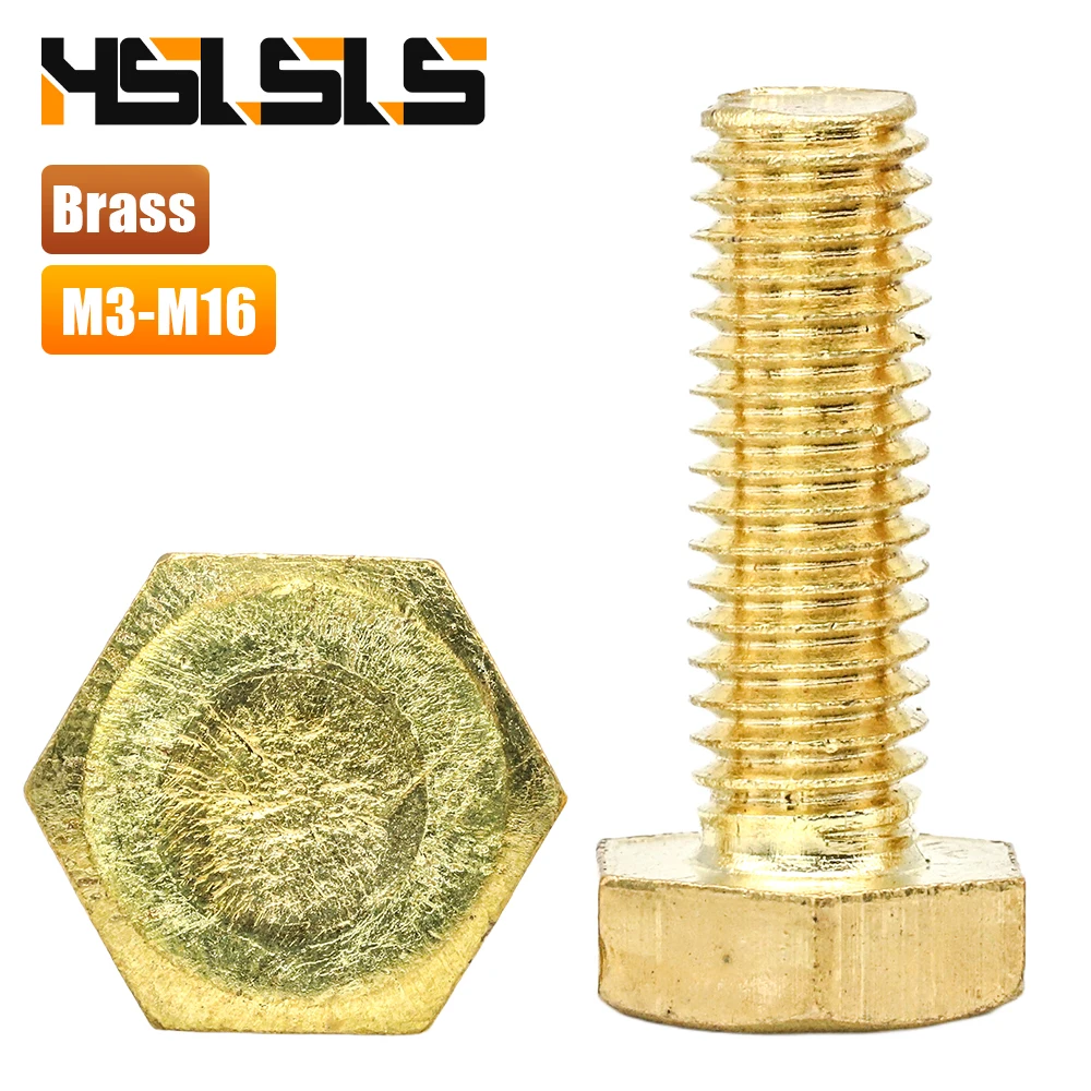Messing-Sechskantschrauben mit Vollgewinde M3 M4 M5 M6 M8 M10 M12 M14 M16 Sechskantschrauben für Maschinen Image
