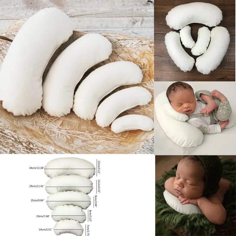 5 teile/satz Neugeborenen Fotografie Requisiten Bean Kissen Crescent Hilfs Foto Requisiten Baby Korb Füllungen Posiert Kissen Foto Requisiten Image
