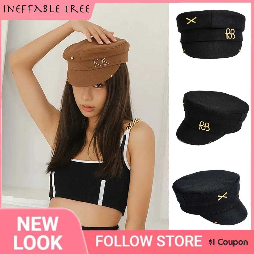 Y2K Marke Designer Newsboy Kappe Ohrringe Hüte für Frauen Sonnenhut Brief Militär Kappe Visier Outdoor Unisex Sombreros De Mujer Image