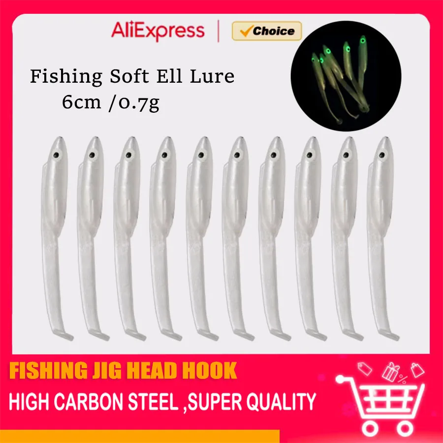 MrLurion 6 cm 0,7 g 10 Stück lebensechte Angelaal Weichköder Köder, künstliche Angeln Kunststoffschirme T-Schwanz Wobbler Swimbaits Köder Image