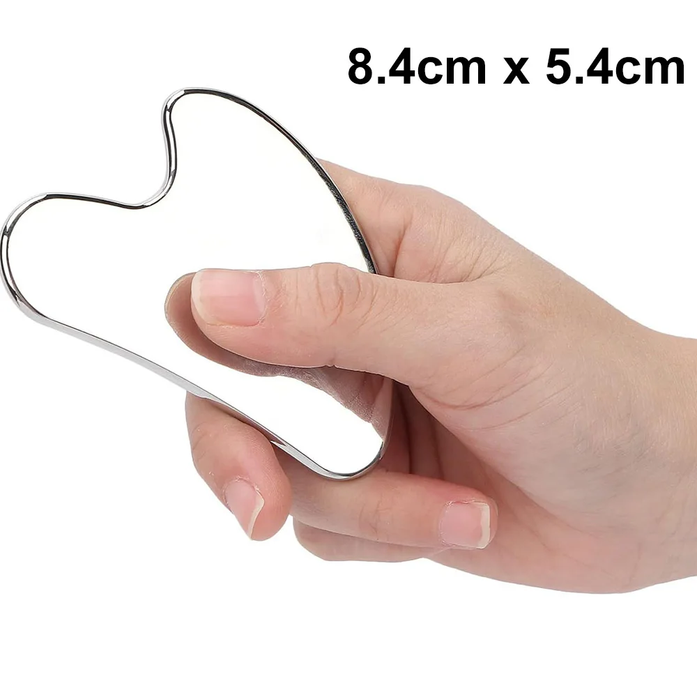 8x5cm Edelstahl Gua Sha Schaber Massagegerät für Gesicht Hals Körper Guasha Entspannen Massage Werkzeug Gesichts Hautpflege Board Gesichtsmassagegerät Image