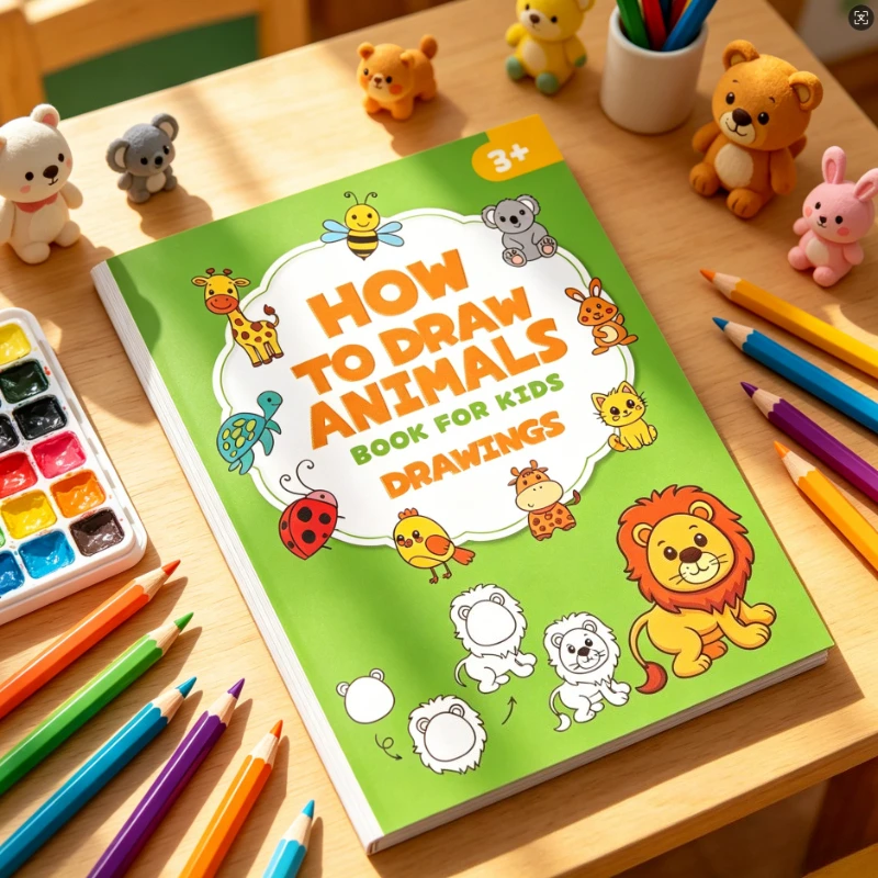 So zeichnetes Tierbuch für Kinder, 32 Seiten, Zeichen- und Malbuch, komplettes Gemälde in 4 einfachen Schritten, 96 niedliche Tierfiguren Image
