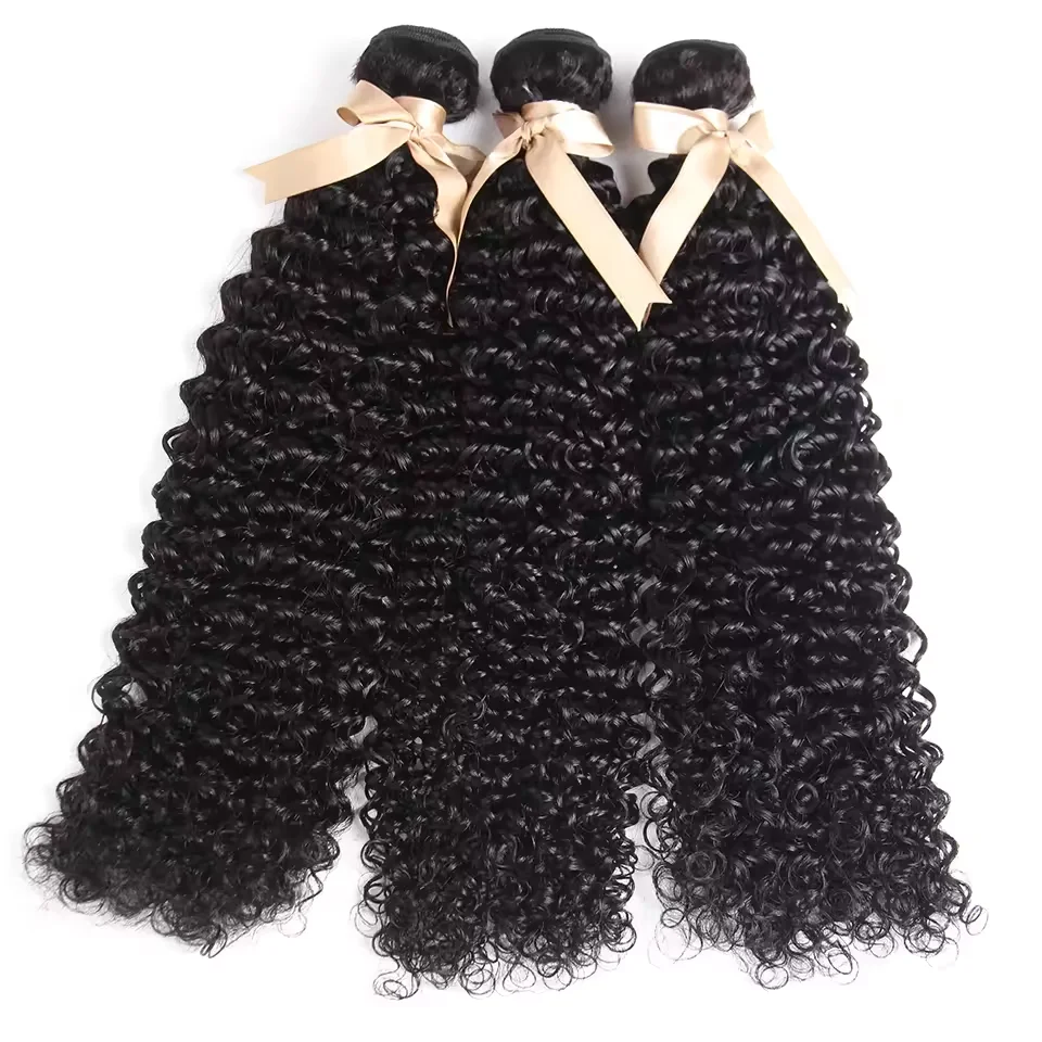 Peruanische Verworrene Lockige Bundles Menschliches Haar Weben Natürliche Farbe 1//3/4 Bundles Deal Jerry Lockiges Menschliches Haar Extensions Großhandel Image