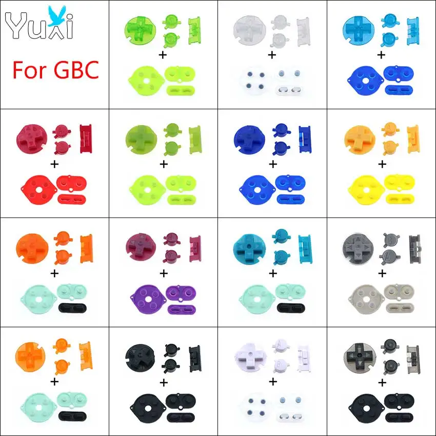 YuXi Kunststoff Power ON OFF Tasten Gummi Leitfähige Tasten Silikon Pad Für Gameboy Color GBC D-pad A-B Start Select Tastatur Image