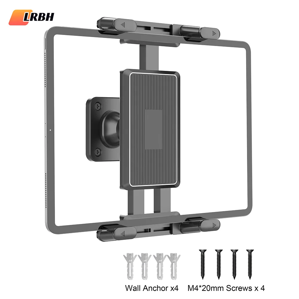 Wandhalterung für Tablets, 360° ° Rotations-Tablet-Halterung, stabile Basis, Küchen-Wandhalterung, kompatibel mit iPad/iPhone/alle 4,7–15 Zoll Image