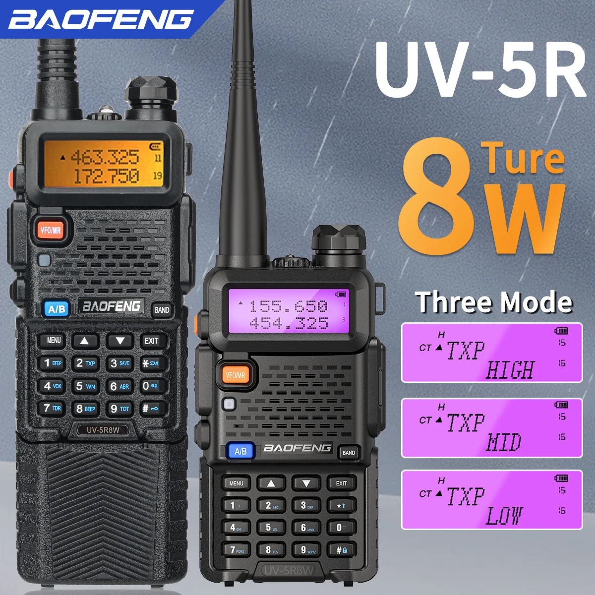 Baofeng walkie talkie uv 5r 5w 8w Dual-Band-Schinken Zwei-Wege-Radio vhf uhf fm Hand-Transceiver Jagd 16km Image