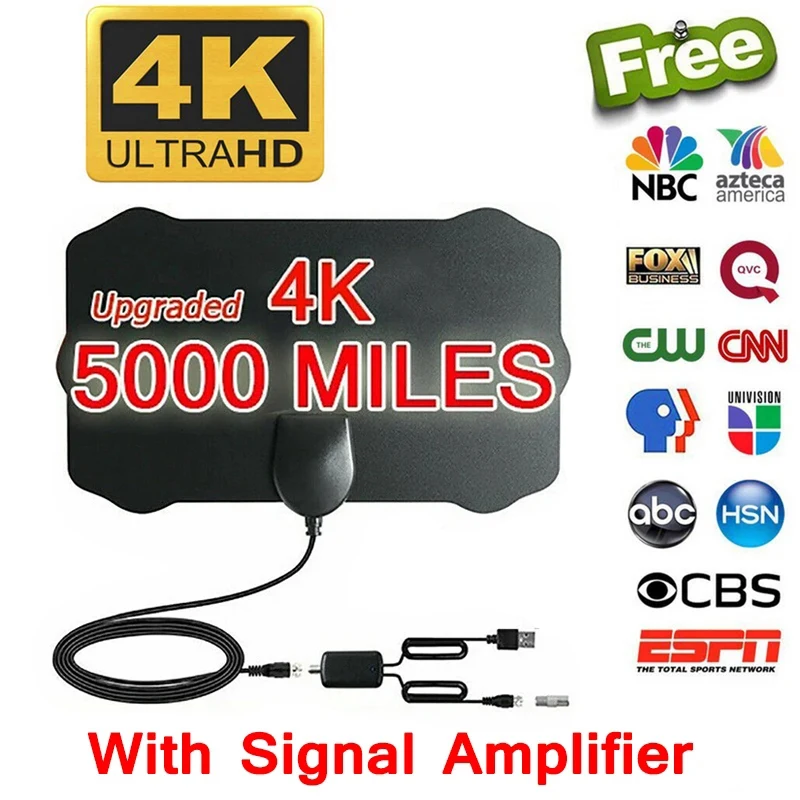 Antenne TV Digital antenne HDTV 4k 8k Innen Innen signal High Range verstärkt Booster Satelliten empfänger Mini 50 Meilen Antenne Image