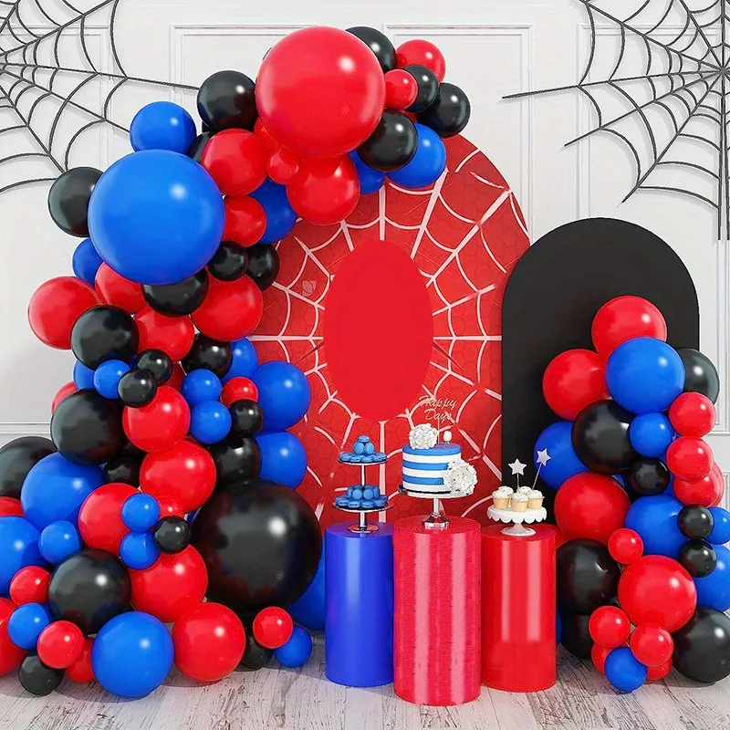 95 Teile/satz Rot Schwarz Blau Latex Ballon Kette Kinder Jungen Geschenke Geburtstag Party Dekorationen Image