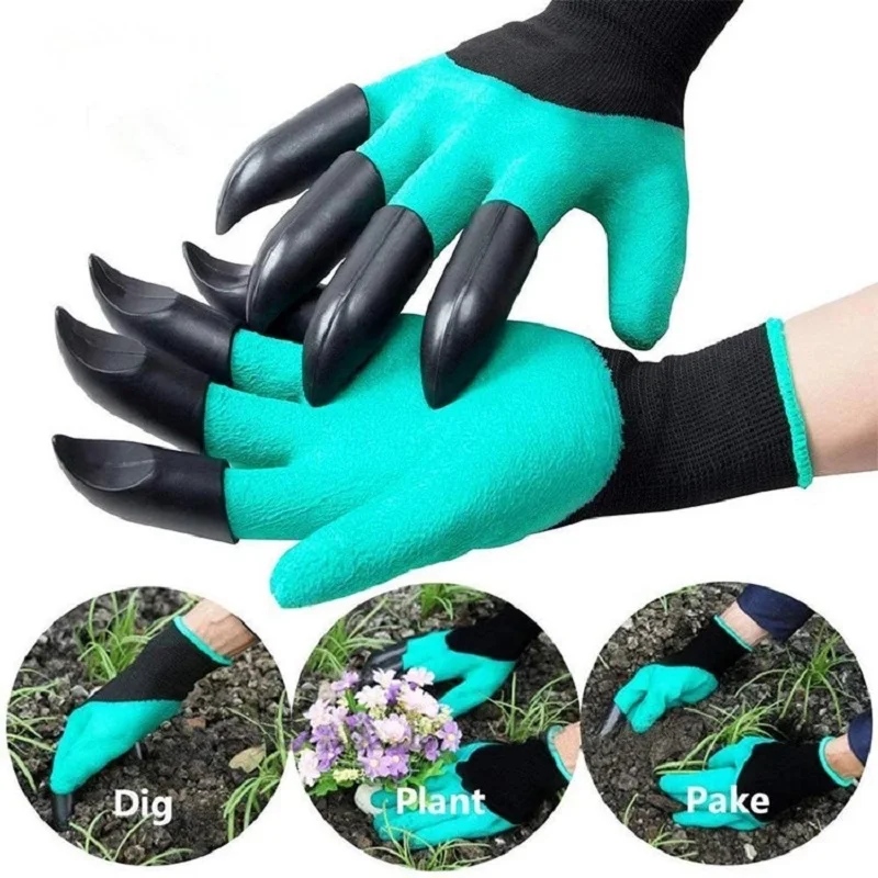 Gartenhandschuhe mit Krallen, atmungsaktiv, wasserdicht, zum Arbeiten, Graben, Pflanzen, stichfest, rutschfest, schützende Heim-Latexhandschuhe Image