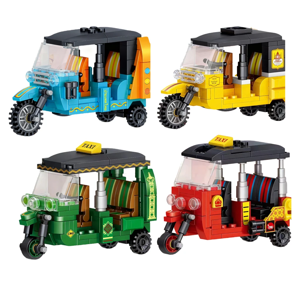 Dreirädriges Stadtmotorrad-Modell MOC Bausteine Technische Bausteine Spielzeugfahrzeug für Kinder Jungen & Erwachsene Geburtstagsgeschenk Image